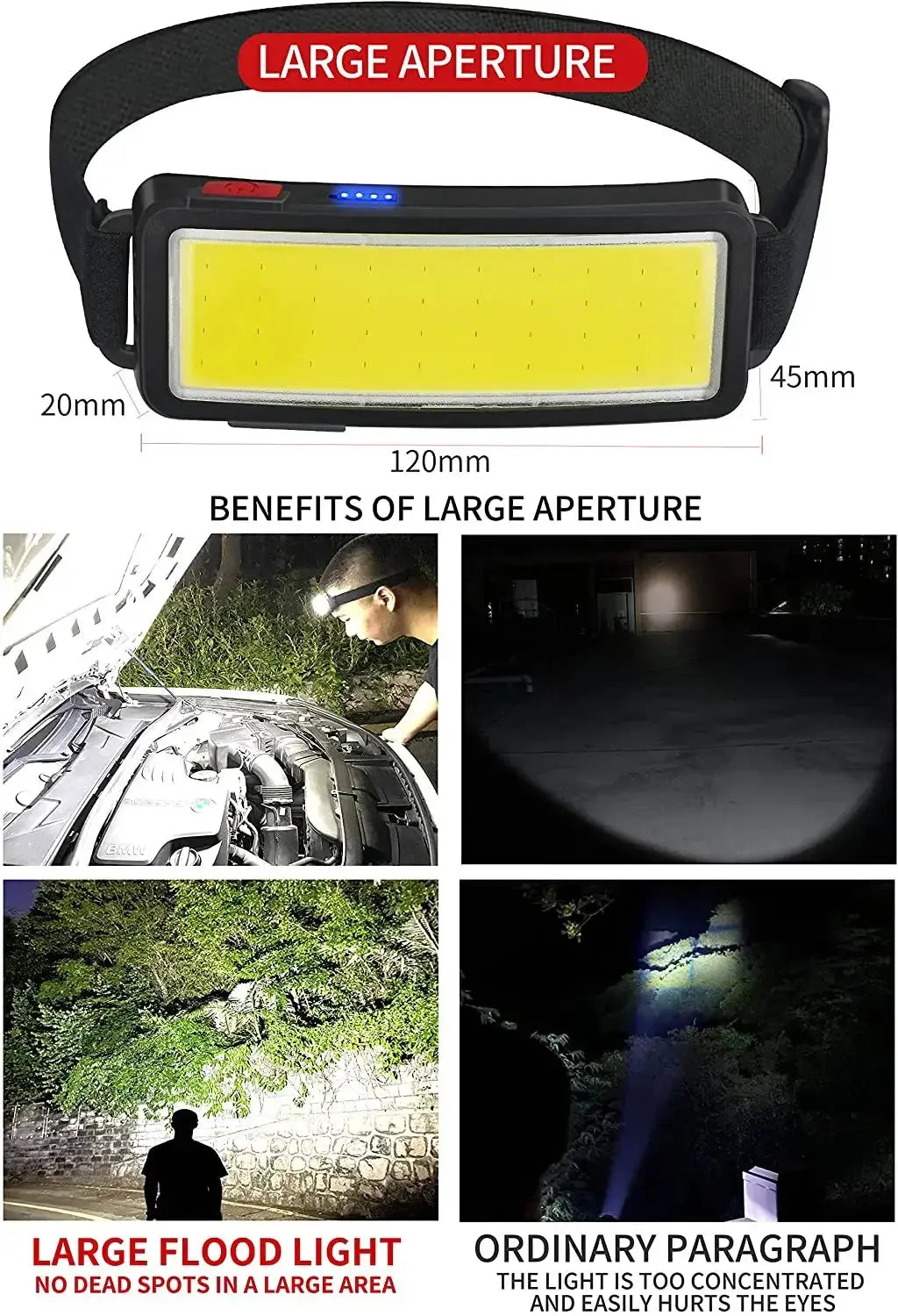 Powerful COB LED Headlamp Type-c Rechargeable Head Flashlight Built-in Battery Outdoor Fishing Camping Lantern Waterproof Torch Best Products Online