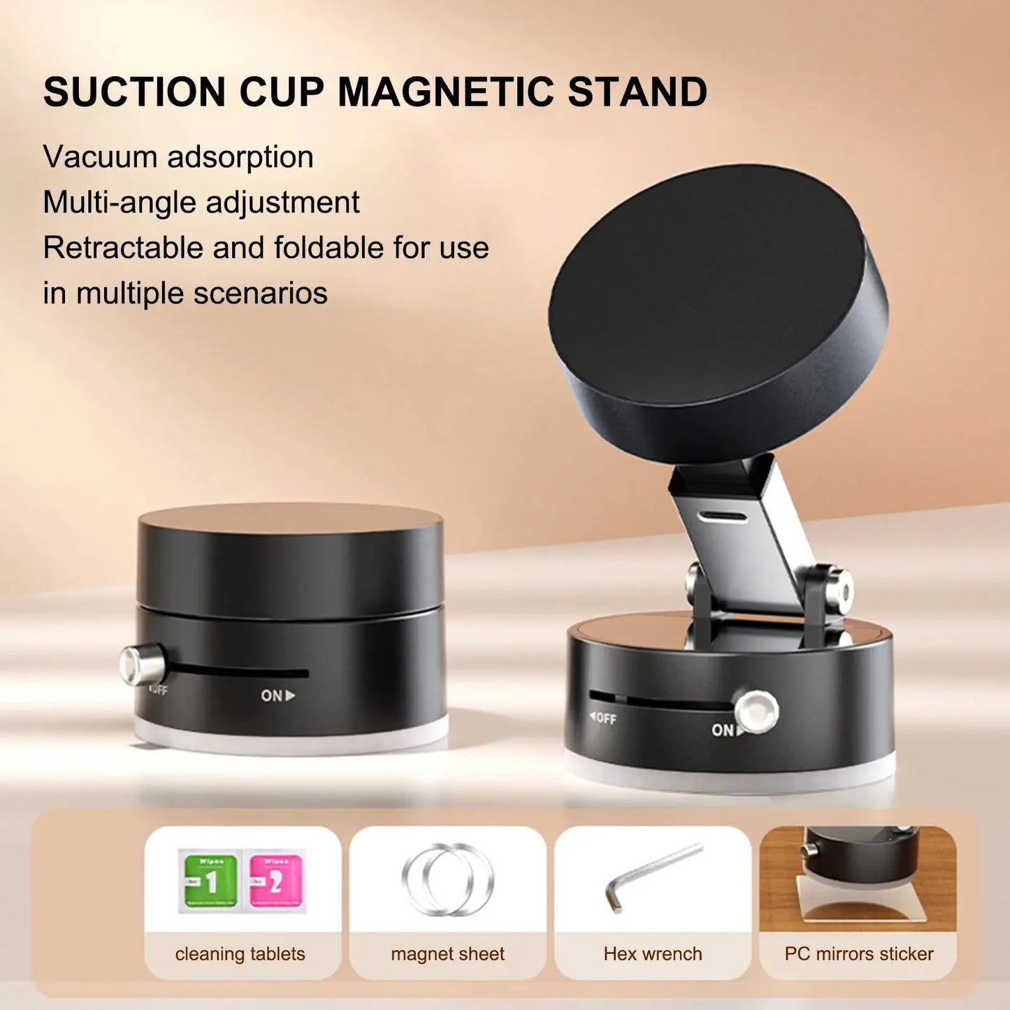 Vacuum Suction Cup Magnetic Car Phone Holder Double-Sided Foldable Magnetic Auto Phone Bracket For Car Interior Accessories Best Products Online