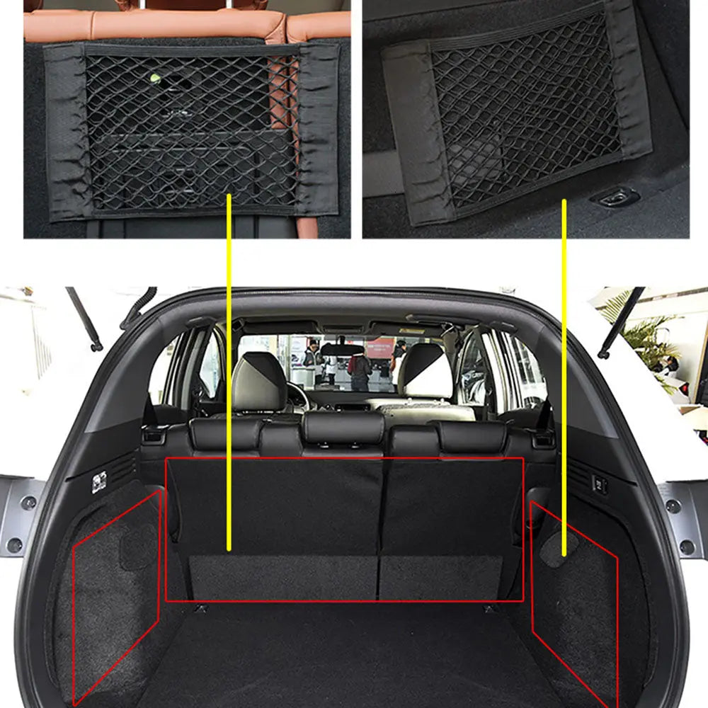 Car Rear Seat Storage Organizer Mesh Adjustable Elastic Straps Anti-Slip Net for SUV Sedan Vehicle Interior Organization Tools Best Products Online