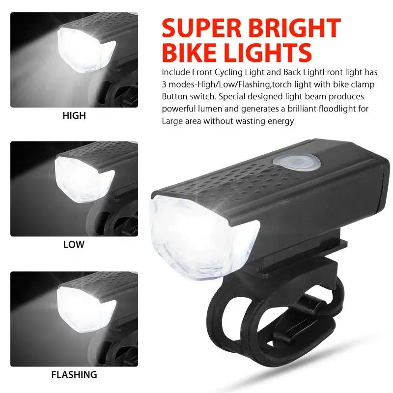 Bike Light Set Bicycle Headlight Taillight USB Rechargeable MTB Bike Front Rear Lamp Set Cycling Flashlight Bicycle Accessories Best Products Online