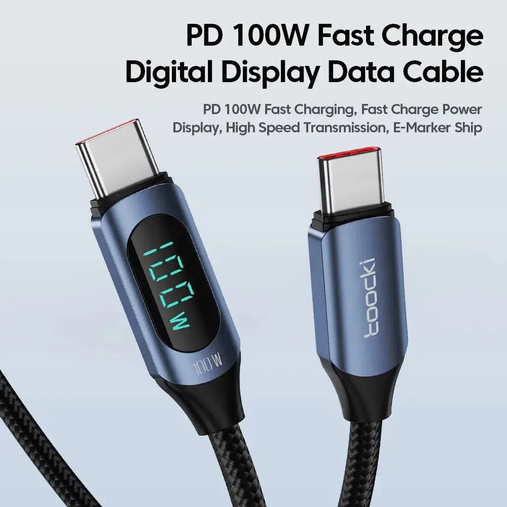 Toocki Type C to Type C Cable 100W PD Fast Charging Charger USB C to USB C Display Cable For Xiaomi POCO F3 Realme Macbook iPad Best Products Online