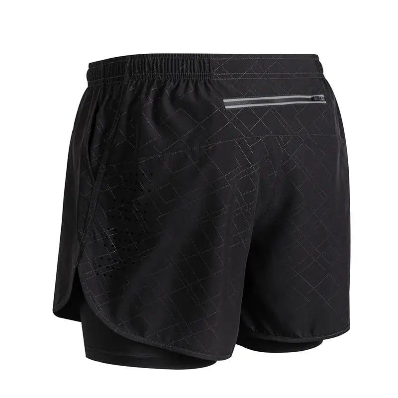 Men's Running Shorts Quick-drying Fitness Black Double Layer Shorts Men New Sport Workout Training Bodybuilding Short Pants Best Products Online
