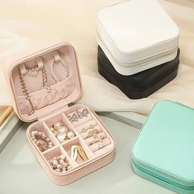 Portable Mini Jewelry Storage Box Travel Organizer Jewelry Case Leather Storage Earrings Necklace Ring Jewelry Organizer Display Best Products Online