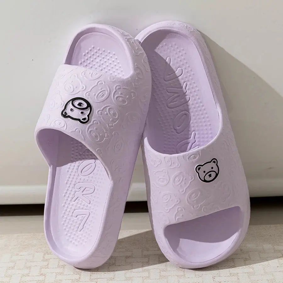 Fashion Women's Slippers Indoor Soft Sole Cartoon Bear Print Slides Bathroom EVA Indoor Men Summer Outdoor Cool Shoes Couple Best Products Online