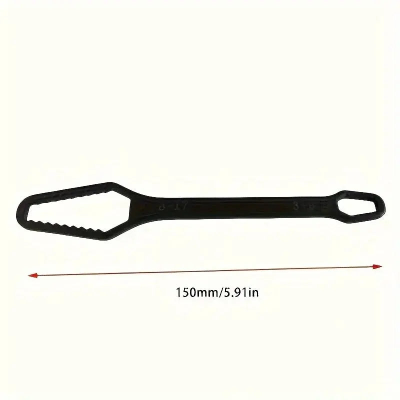 1pc Multi functional black 150mm long T-shaped wrench, adjustable self tightening double head wrench, portable manual tool for a Best Products Online