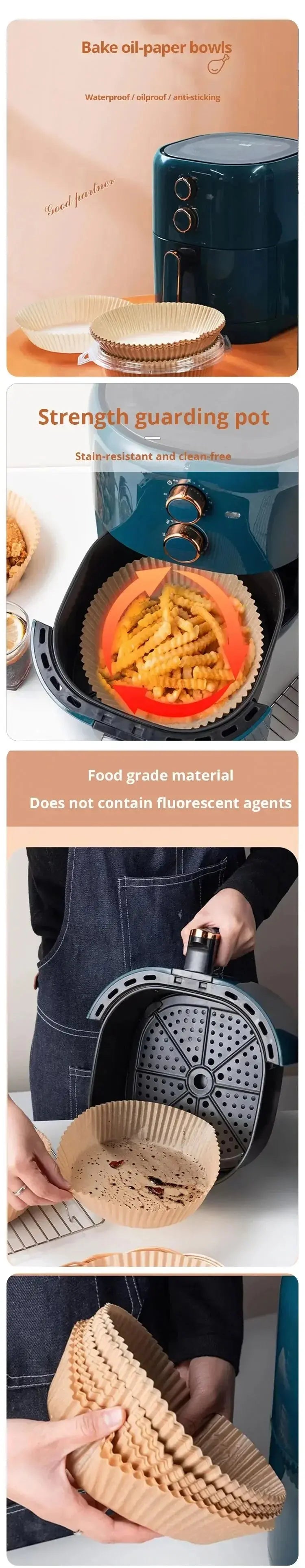 50pcs/set Disposable Air Fryer Paper Liner 20CM Oil-proof Water-proof Airfryer Disposable Cooking Paper Trays Baking Paper Best Products Online