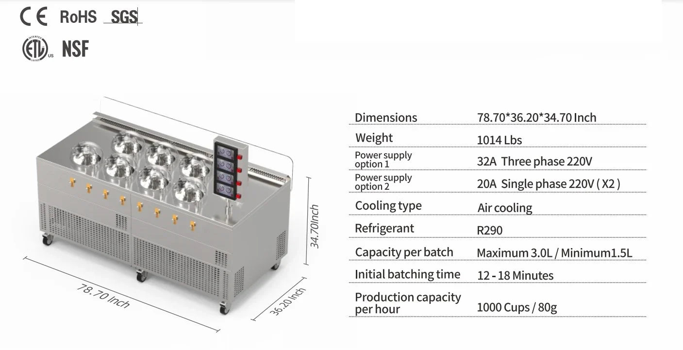 Commercial Gelato Ice Cream Maker, V8, Eight Pots – Top Churn-4