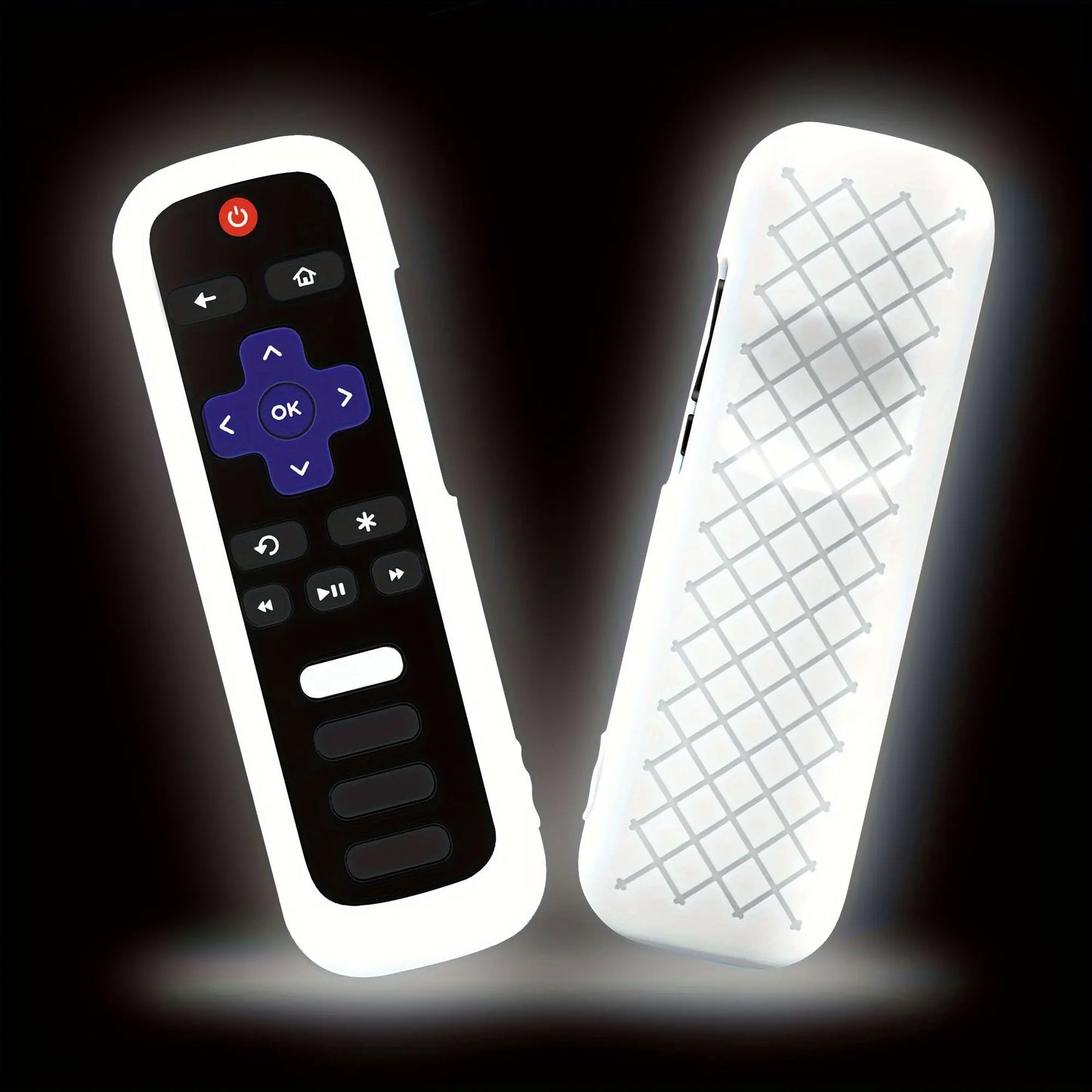 1pc Roku TV Remote Cover, Glow in the Dark Silicone Sleeve Case, Compatible with TCL Hisense Roku TV Steaming Stick 4K 4K+ Voice Remote, Universal Protective Battery Cover, 2022 Model, Uncharged, No Battery Included Best Products Online