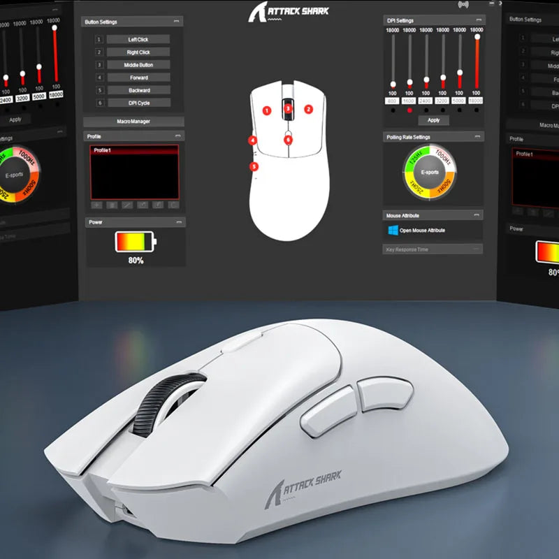 Attack Shark R1 Gaming Mouse - Dual-Mode Wireless/Wired, Adjustable DPI, Ultra-Light Ergonomic Design for Competitive Gamers