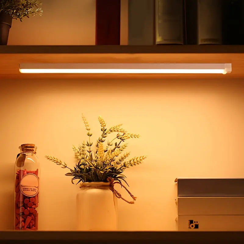 Smart Switch LED Light Human Motion Sensor Long Strip Wireless Magnetic Self-Adhesive Wardrobe Light with Charging Cabinet Light Bar for Countertop Closet Lighting, Rechargeable Kitchen Night Light Battery Powered Lamp for Wa Best Products Online