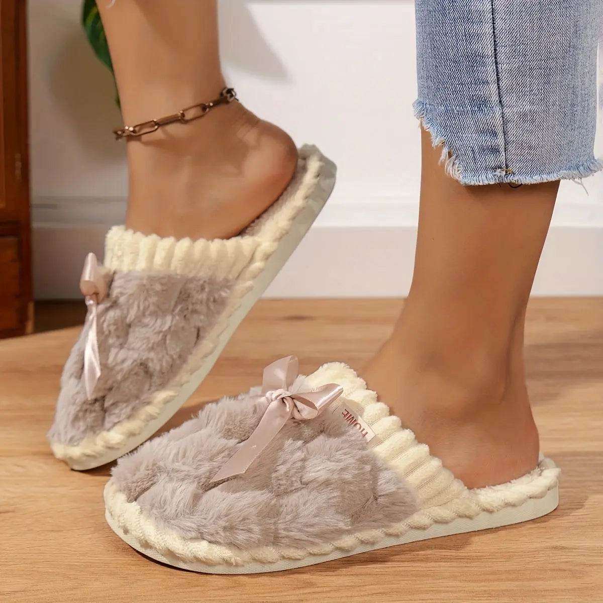 Women's Winter Plush Slippers - Soft Fabric Upper, Non-Slip PVC Sole, Solid Color, Hand Washable - Winter Home Comfort | Soft & Warm | Non-Slip Sole Best Products Online