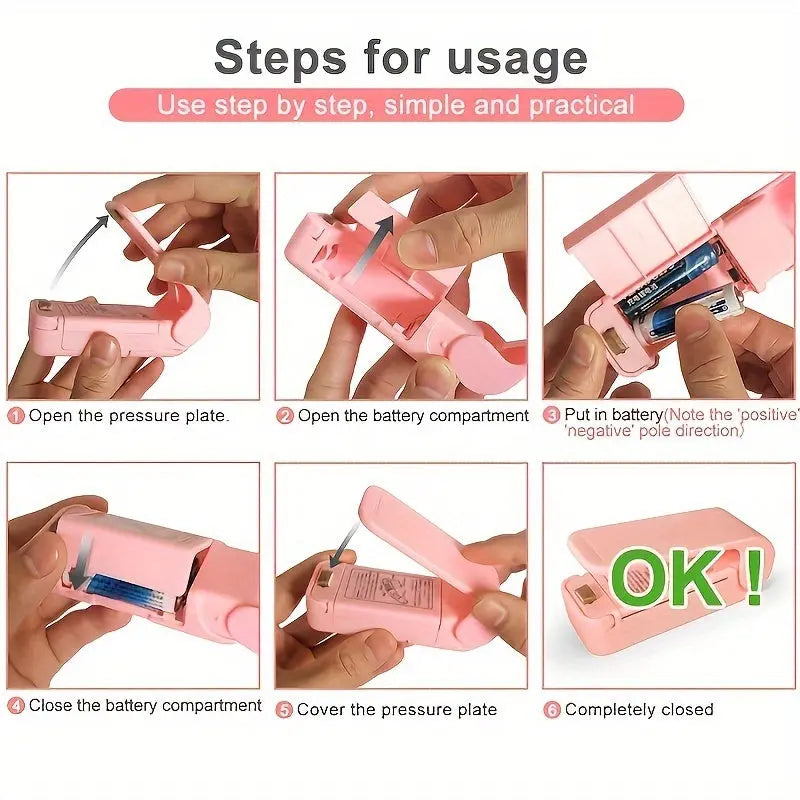 1pc Mini Vacuum Food Sealer Machine with Digital-like Operation - Cordless Portable Handheld Device, One-Touch Seal System, Low-Loss Heating Technology & Ergonomic Design for Freshness Preservation, White/Pink, Compatible wit Best Products Online
