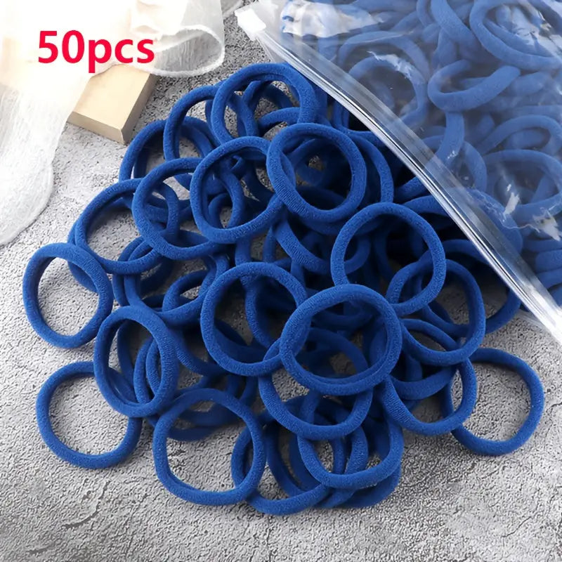 50pcs/Set Essential Solid Color Elastic Hair Bands - 4cm Wide Simple Hair Ties for Women, Ponytail Holders, Hair Ropes, and Styling Accessories - Soft, Durable, and Easy to Use Best Products Online