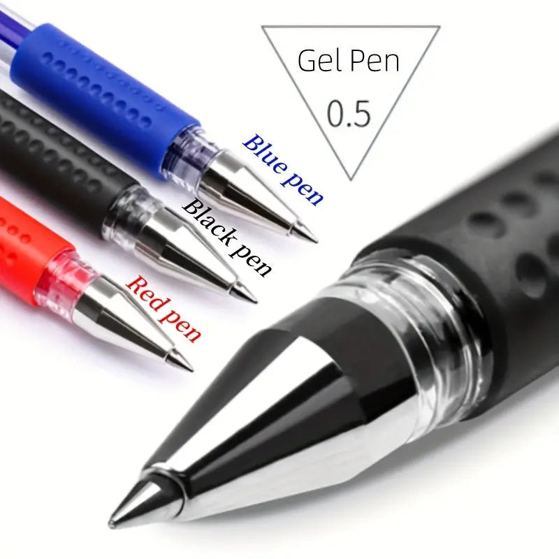 18pcs (3 Pens + 15 Refills) Gel Pen Set School Supplies Black Blue Red Ink Color 0.5Mm Ballpoint Pen Kawaii Pen Student School Office Stationery Best Products Online
