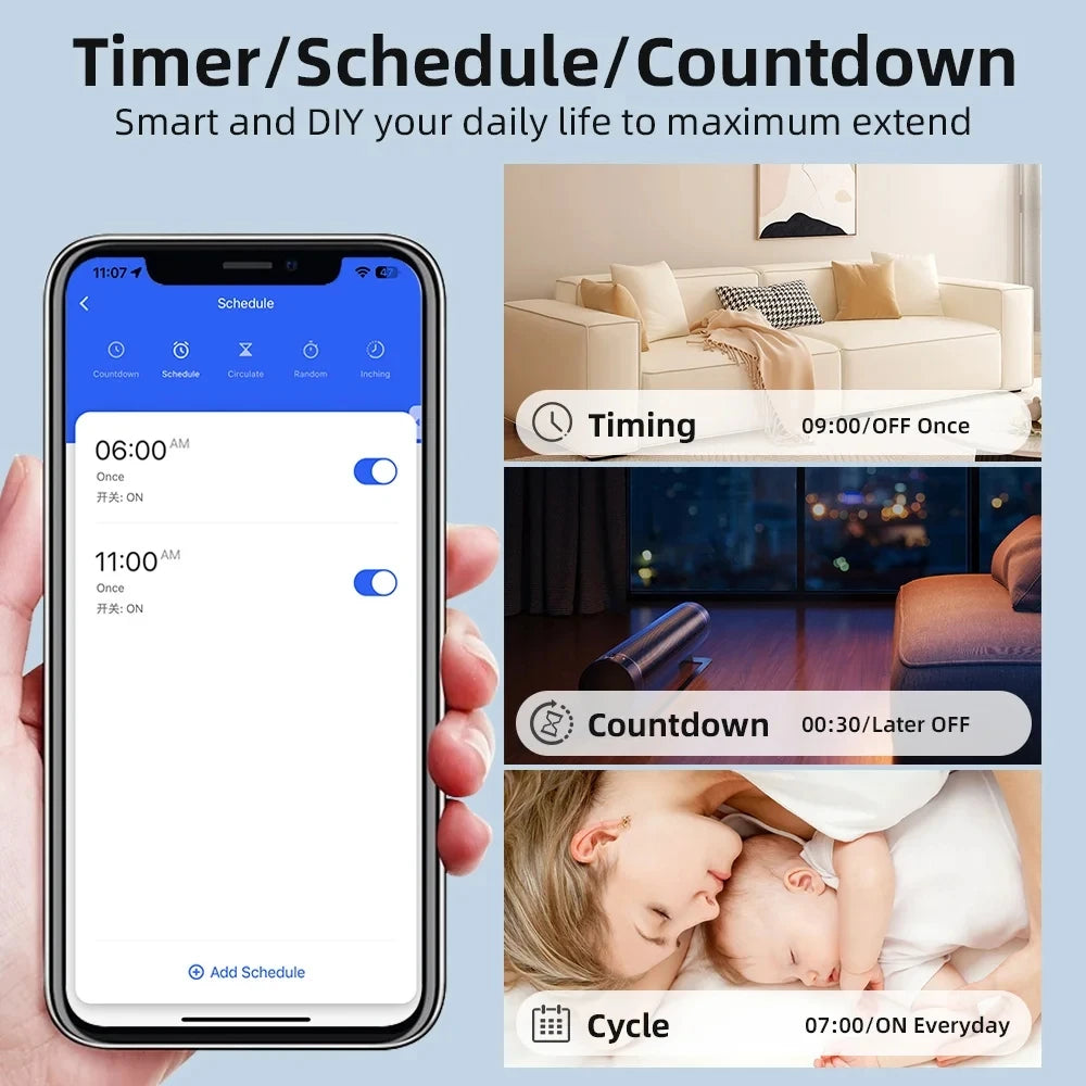 Tuya WiFi Smart Switch 16A Module 2-way Control Mini Switch Breaker Smart Life Work With Alexa Google Alice