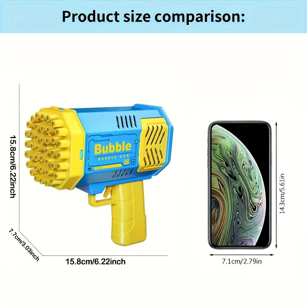 MAMXUAN Youngsters' 40-Hole Bubble Blaster Gun with LED Light - Portable Electric Bubble Maker for Outdoor Fun, Blue & Pink Plastic Bubble Guns for Boys and Girls (Bubbles Not Included) Best Products Online