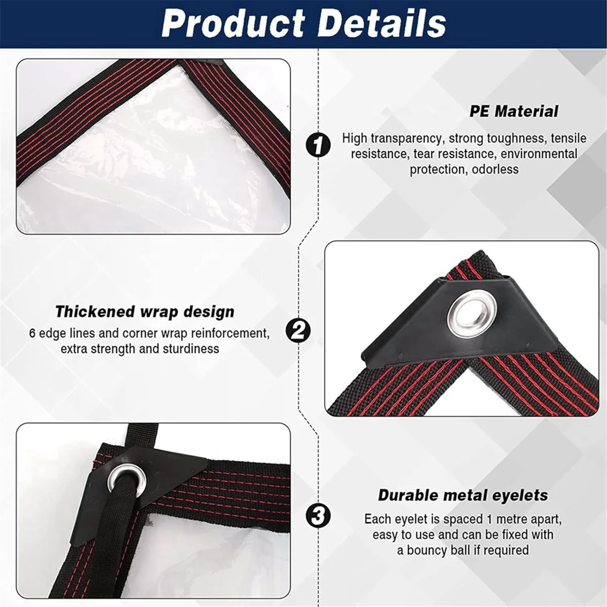 Tarp Waterproof - Clear Heavy Duty Tarps, Outdoor Transparent Cover 2x2m