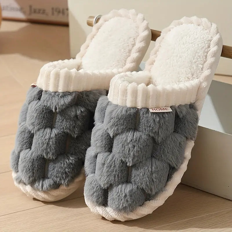 Women's Winter Plush Slippers - Soft Fabric Upper, Non-Slip PVC Sole, Solid Color, Hand Washable - Winter Home Comfort | Soft & Warm | Non-Slip Sole Best Products Online
