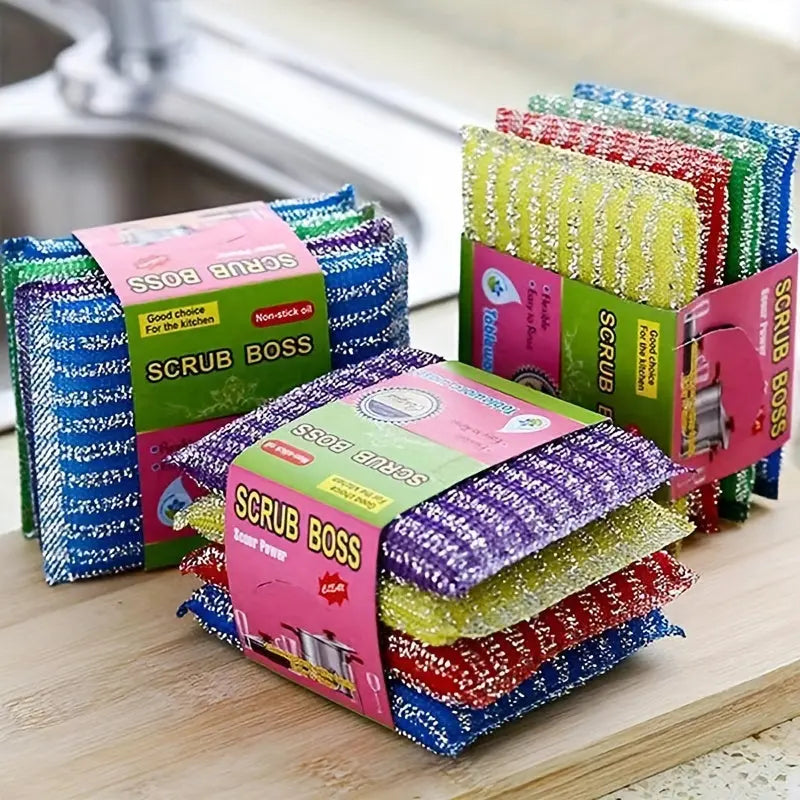 4pcs, Kitchen Dishwashing Sponge, Does Not Hurt Pot Brush Pot Artifact, Household Double-sided Cleaning Sponge Wipe, Scouring Pad, Kitchen Scrub Sponge, Cleaning Supplies, Cleaning Tool, Back To School Supplies Best Products Online