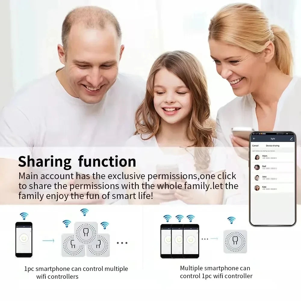 Tuya WiFi Smart Switch 16A Module 2-way Control Mini Switch Breaker Smart Life Work With Alexa Google Alice