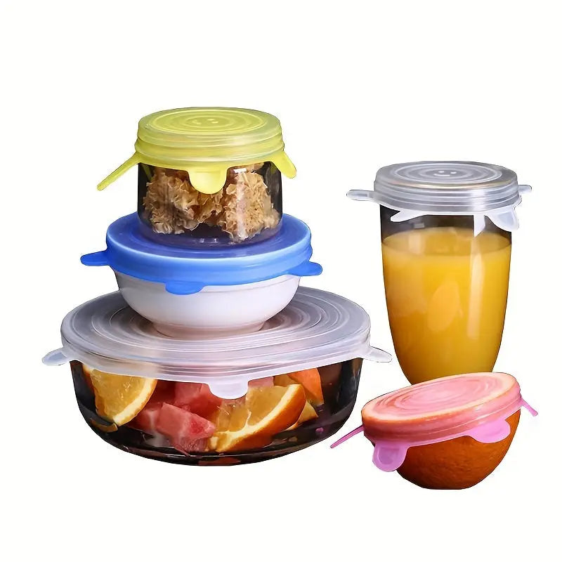 6-Pack Silicone Elastic Lids, Reusable Durable Food Storage Bowl Covers, BPA-Free, Dishwasher & Freezer Safe, Kitchen Accessories Best Products Online