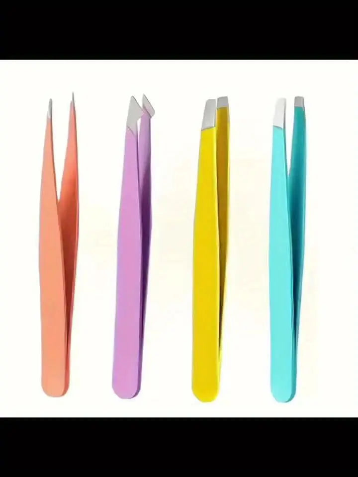 1pcs/4pcs Tweezers For Eyebrows, Slant Tip/ Angled Tip Eyebrow Tweezers, Precision For Eyebrows Facial Hair, Ingrown Hair Best Products Online