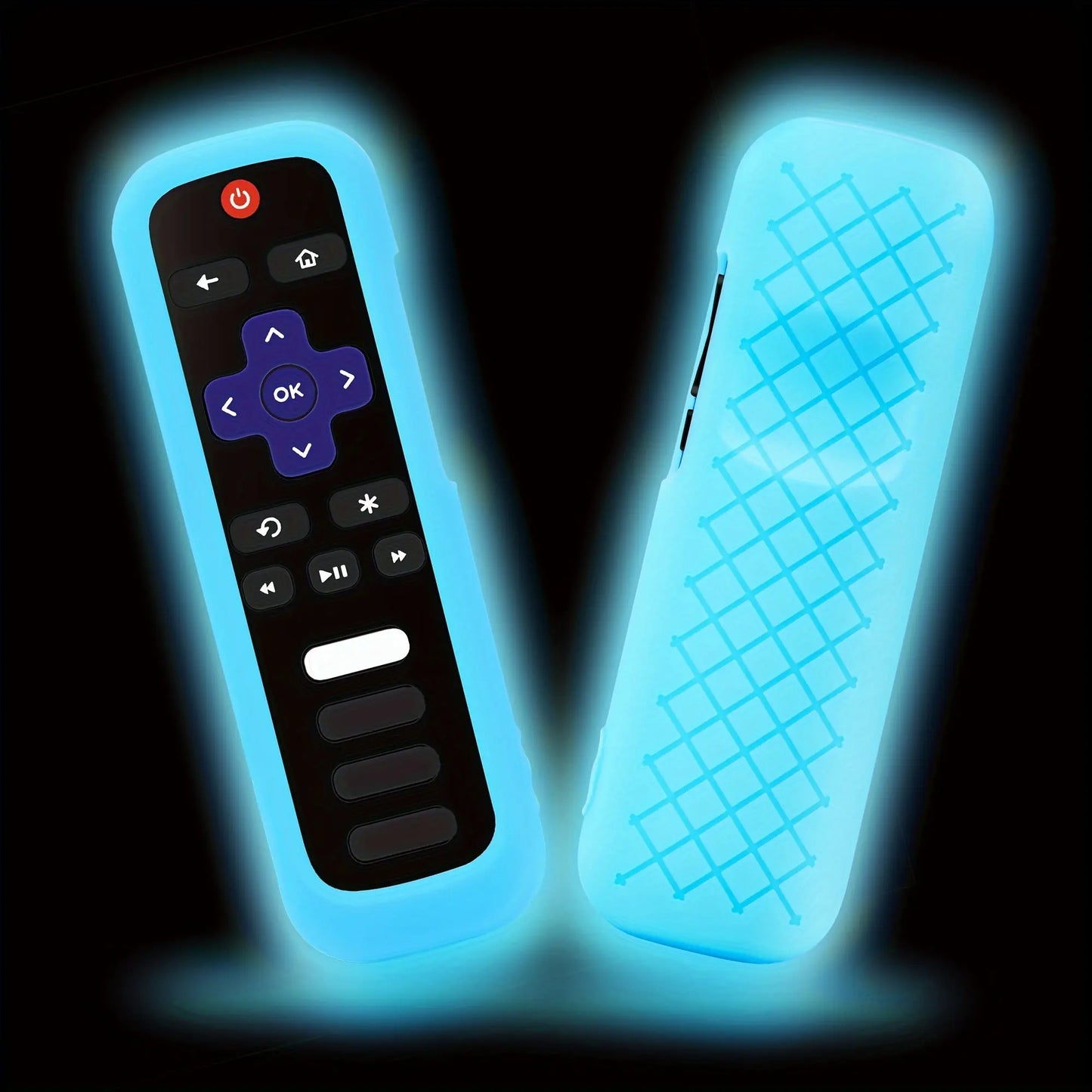 1pc Roku TV Remote Cover, Glow in the Dark Silicone Sleeve Case, Compatible with TCL Hisense Roku TV Steaming Stick 4K 4K+ Voice Remote, Universal Protective Battery Cover, 2022 Model, Uncharged, No Battery Included Best Products Online