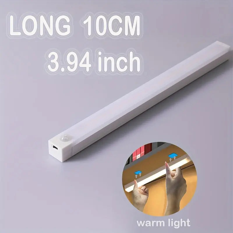 Smart Switch LED Light Human Motion Sensor Long Strip Wireless Magnetic Self-Adhesive Wardrobe Light with Charging Cabinet Light Bar for Countertop Closet Lighting, Rechargeable Kitchen Night Light Battery Powered Lamp for Wa Best Products Online