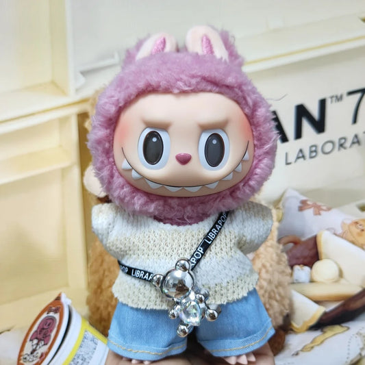 Doll Designer Clothes Suitable For V1/2/3 Labubu T-shirt Pants Little Bear Pendant 3PCS/Pack Cute Fashion Plush Doll Accessory