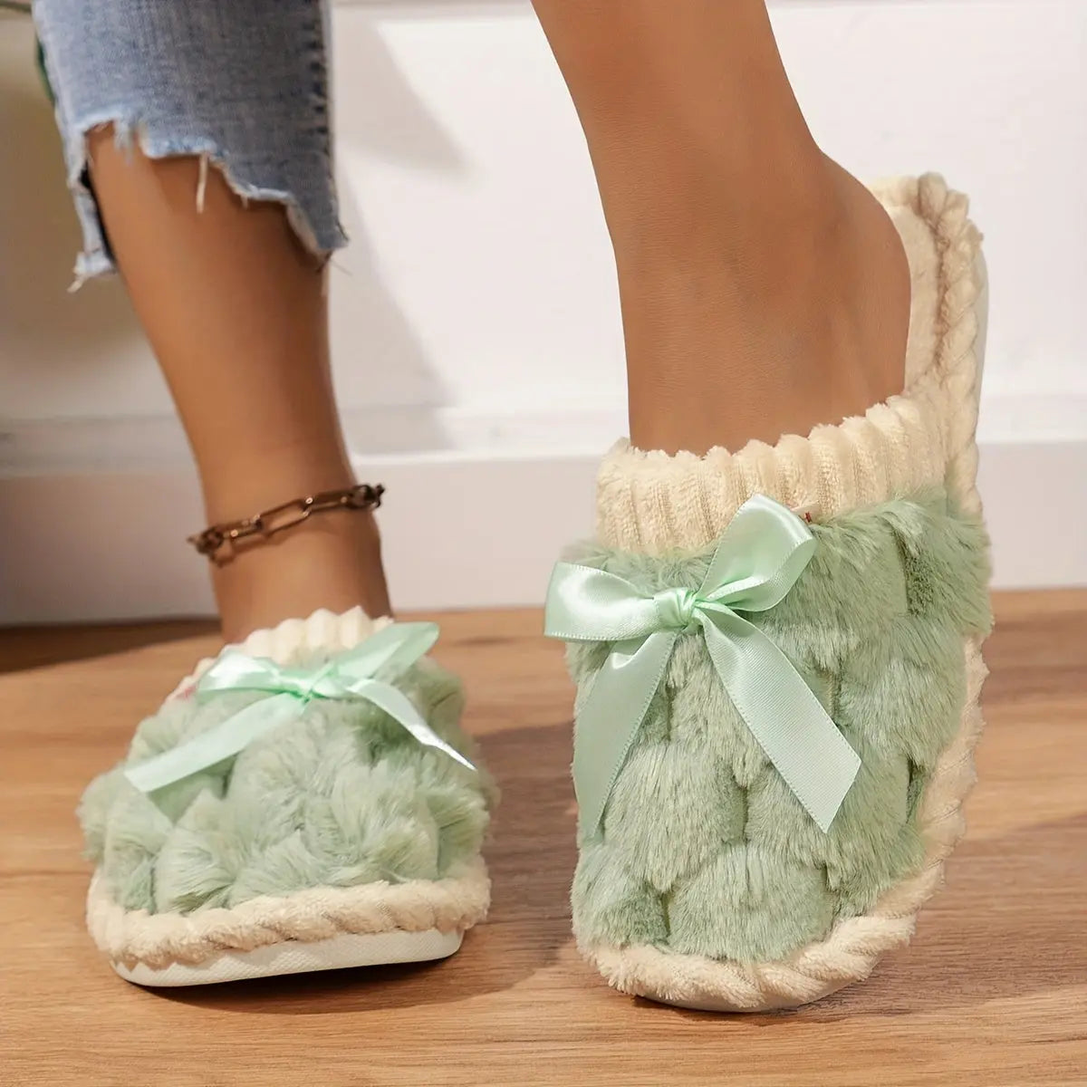 Women's Winter Plush Slippers - Soft Fabric Upper, Non-Slip PVC Sole, Solid Color, Hand Washable - Winter Home Comfort | Soft & Warm | Non-Slip Sole Best Products Online
