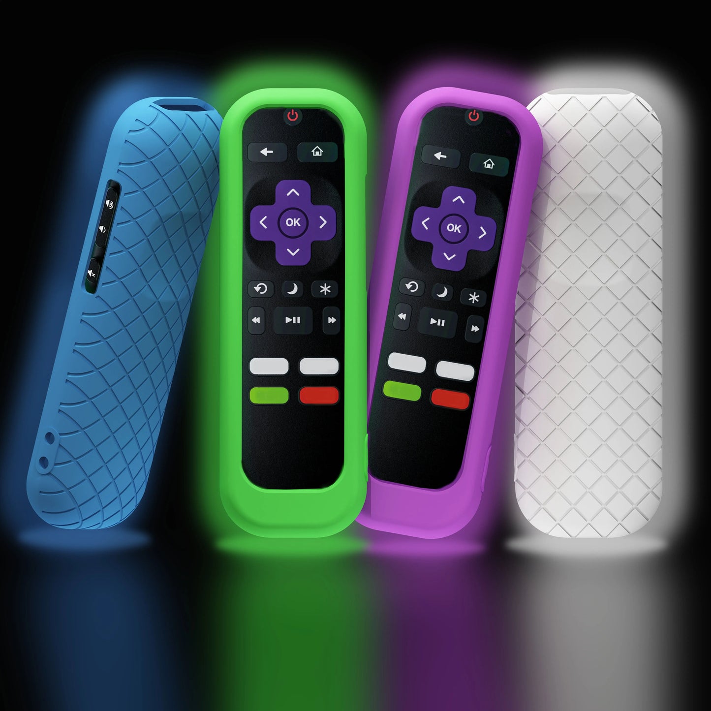 1pc Roku TV Remote Cover, Glow in the Dark Silicone Sleeve Case, Compatible with TCL Hisense Roku TV Steaming Stick 4K 4K+ Voice Remote, Universal Protective Battery Cover, 2022 Model, Uncharged, No Battery Included Best Products Online
