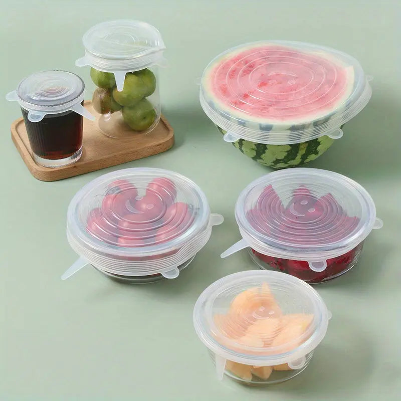6-Pack Silicone Elastic Lids, Reusable Durable Food Storage Bowl Covers, BPA-Free, Dishwasher & Freezer Safe, Kitchen Accessories Best Products Online