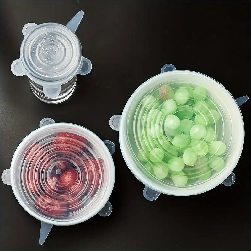 6-Pack Silicone Elastic Lids, Reusable Durable Food Storage Bowl Covers, BPA-Free, Dishwasher & Freezer Safe, Kitchen Accessories Best Products Online