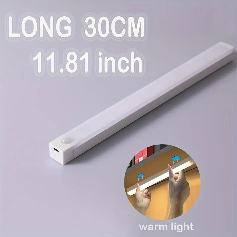 Smart Switch LED Light Human Motion Sensor Long Strip Wireless Magnetic Self-Adhesive Wardrobe Light with Charging Cabinet Light Bar for Countertop Closet Lighting, Rechargeable Kitchen Night Light Battery Powered Lamp for Wa Best Products Online
