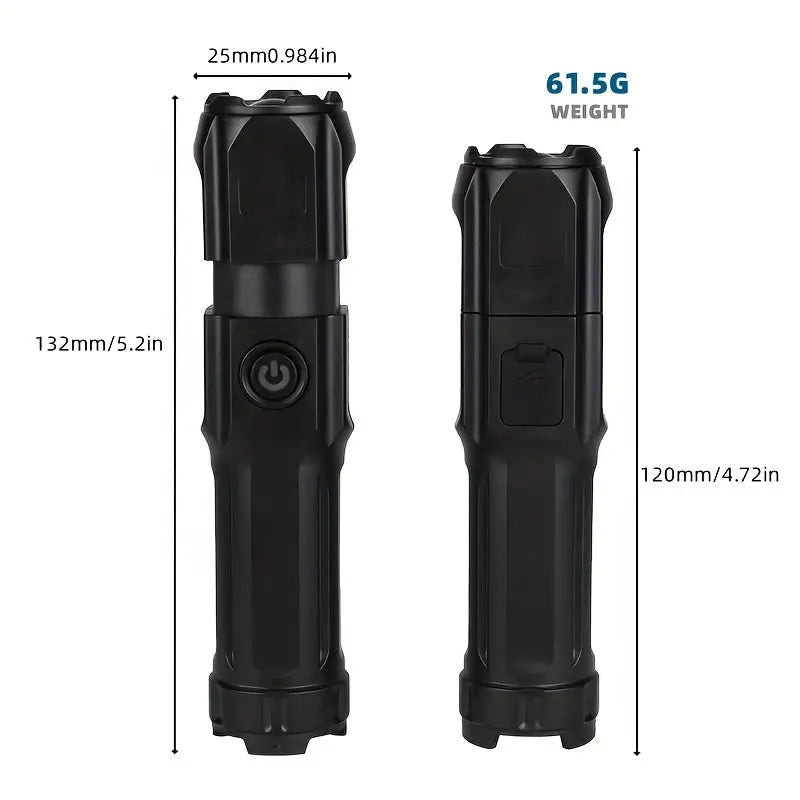 1pc Powerful Zoomable Flashlight, Outdoor Multi-functional Portable Home Small Flashlight, Telescopic Zoom Light Best Products Online