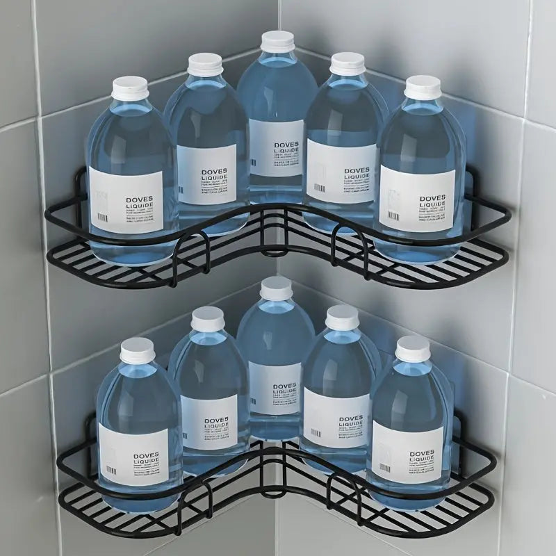 1pc Punch-Free Corner Shelf, Bathroom Rack, Wall-Mounted Storage For Toilet, Bathroom Shampoo Lotion Cosmetic Storage Rack, Bathroom Accessories Best Products Online