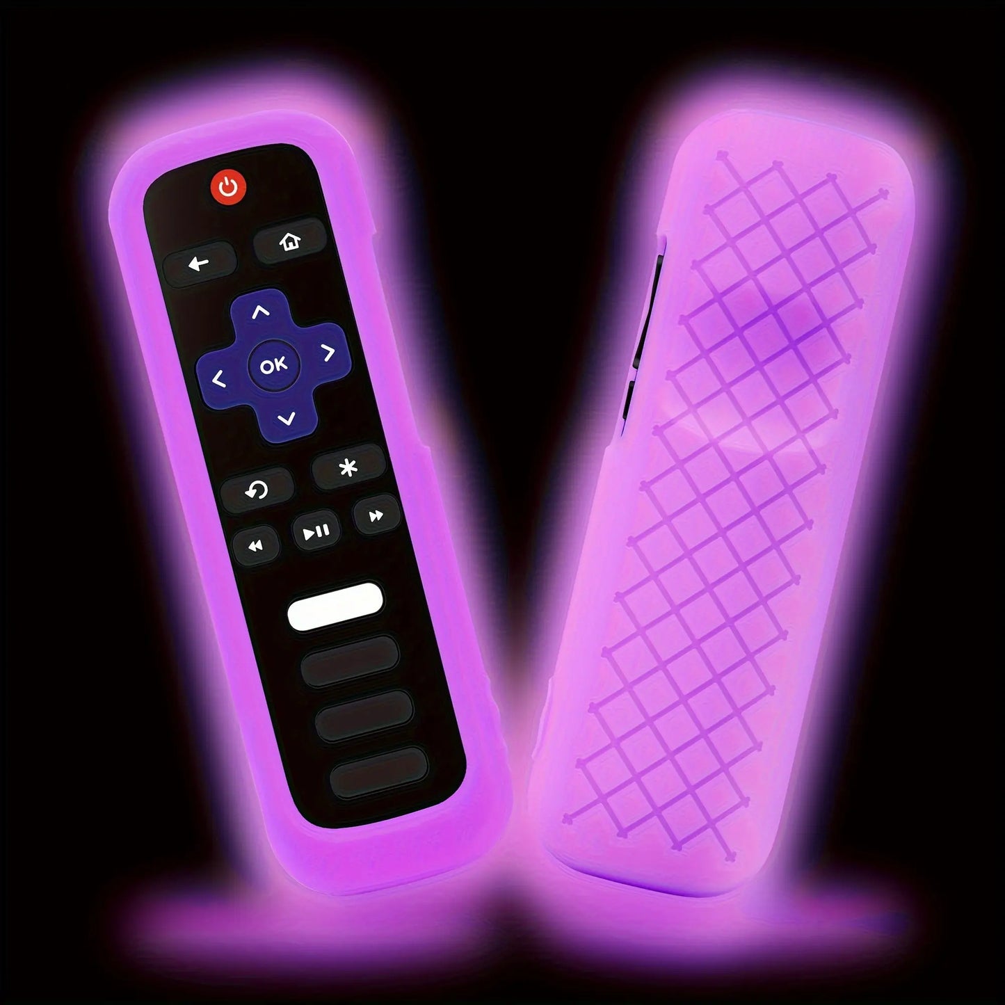 1pc Roku TV Remote Cover, Glow in the Dark Silicone Sleeve Case, Compatible with TCL Hisense Roku TV Steaming Stick 4K 4K+ Voice Remote, Universal Protective Battery Cover, 2022 Model, Uncharged, No Battery Included Best Products Online