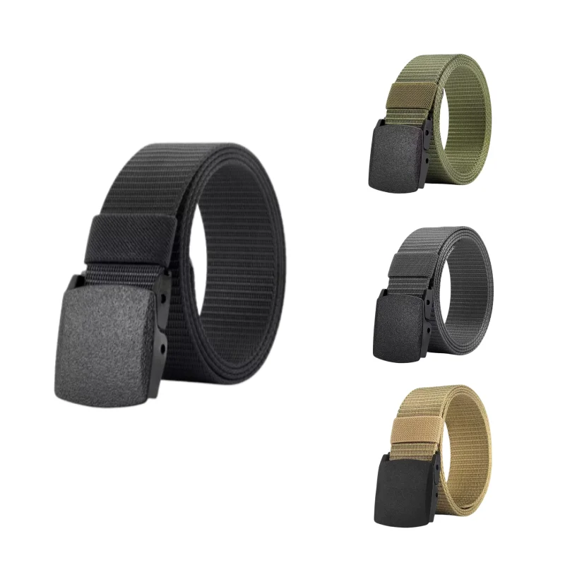 Nylon Military Tactical Men Belt 2 Pack Webbing Canvas Outdoor Web Belt with Plastic Buckle gift for Men