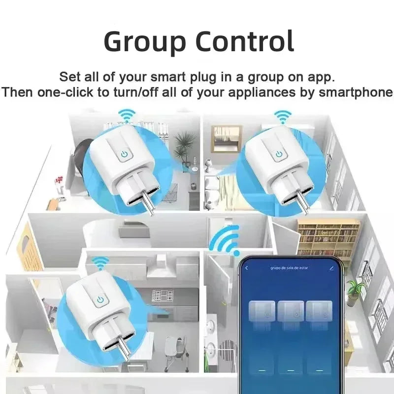 Tuya Smart WiFi ZigBee 3.0 Plug EU Socket 16A/20A Power Monitor Timer Function Voice Control for Alexa Google Home Smart Life