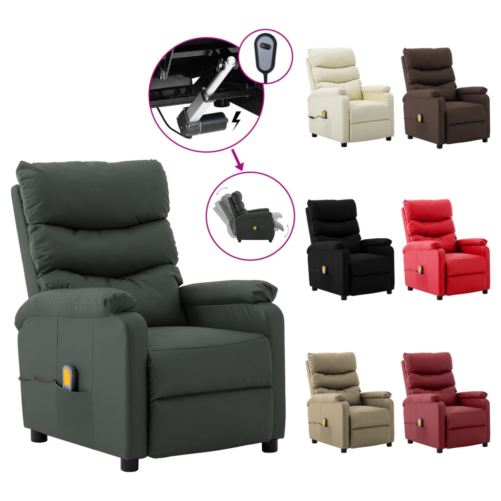 vidaXL Massage Chair Massaging Recliner Sleeper Chair for Elderly Faux Leather-5