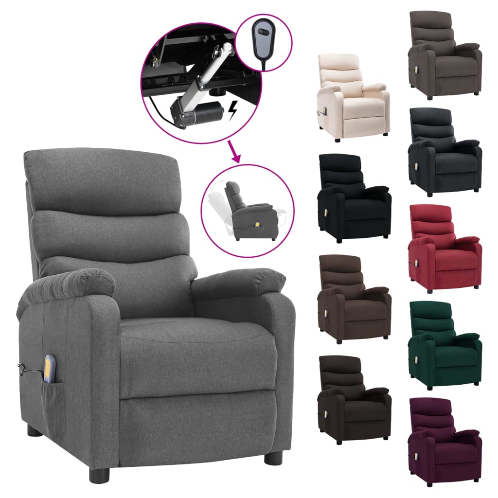 vidaXL Massage Chair Electric Massaging Recliner Chair for Elderly Fabric-6