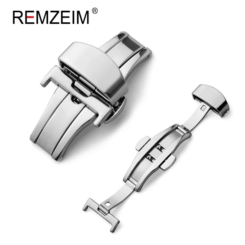 Stainless Steel Butterfly Buckle Watch Strap Button Watchband Metal Clasp 14mm 16mm 18mm 20mm 22mm