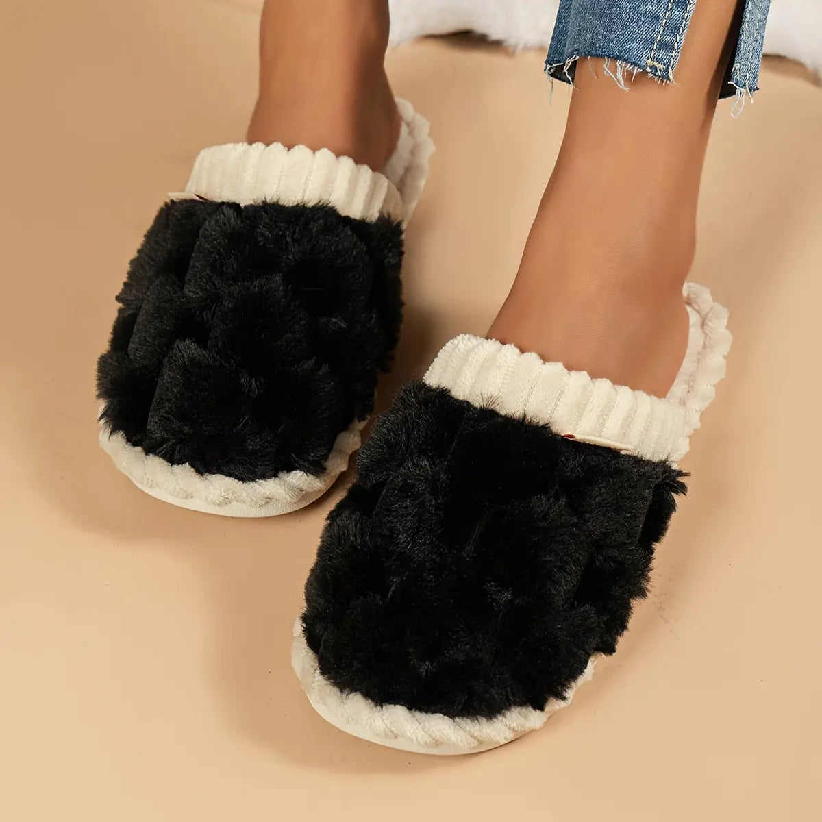 Women's Winter Plush Slippers - Soft Fabric Upper, Non-Slip PVC Sole, Solid Color, Hand Washable - Winter Home Comfort | Soft & Warm | Non-Slip Sole Best Products Online