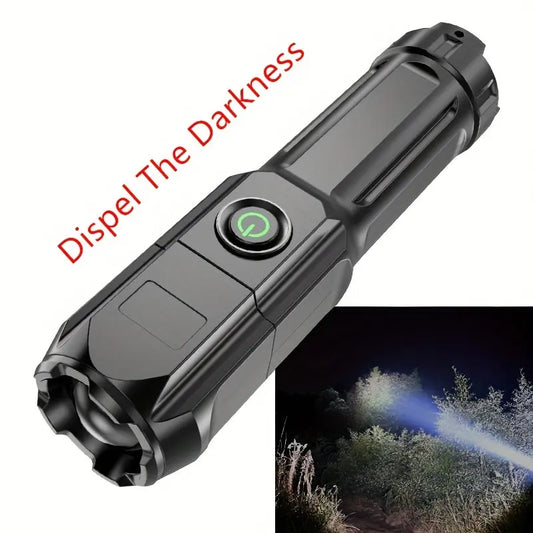 1pc Powerful Zoomable Flashlight, Outdoor Multi-functional Portable Home Small Flashlight, Telescopic Zoom Light Best Products Online