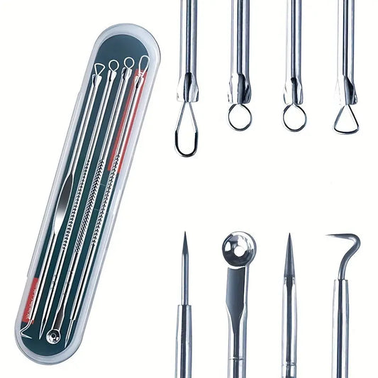 [Blackhead Remover] 4pcs/set Blackhead Needle | Black Spot Pimple Blemish Remover Light Beige Care Women Beauty Pore Cleanser Needle Hook Best Products Online