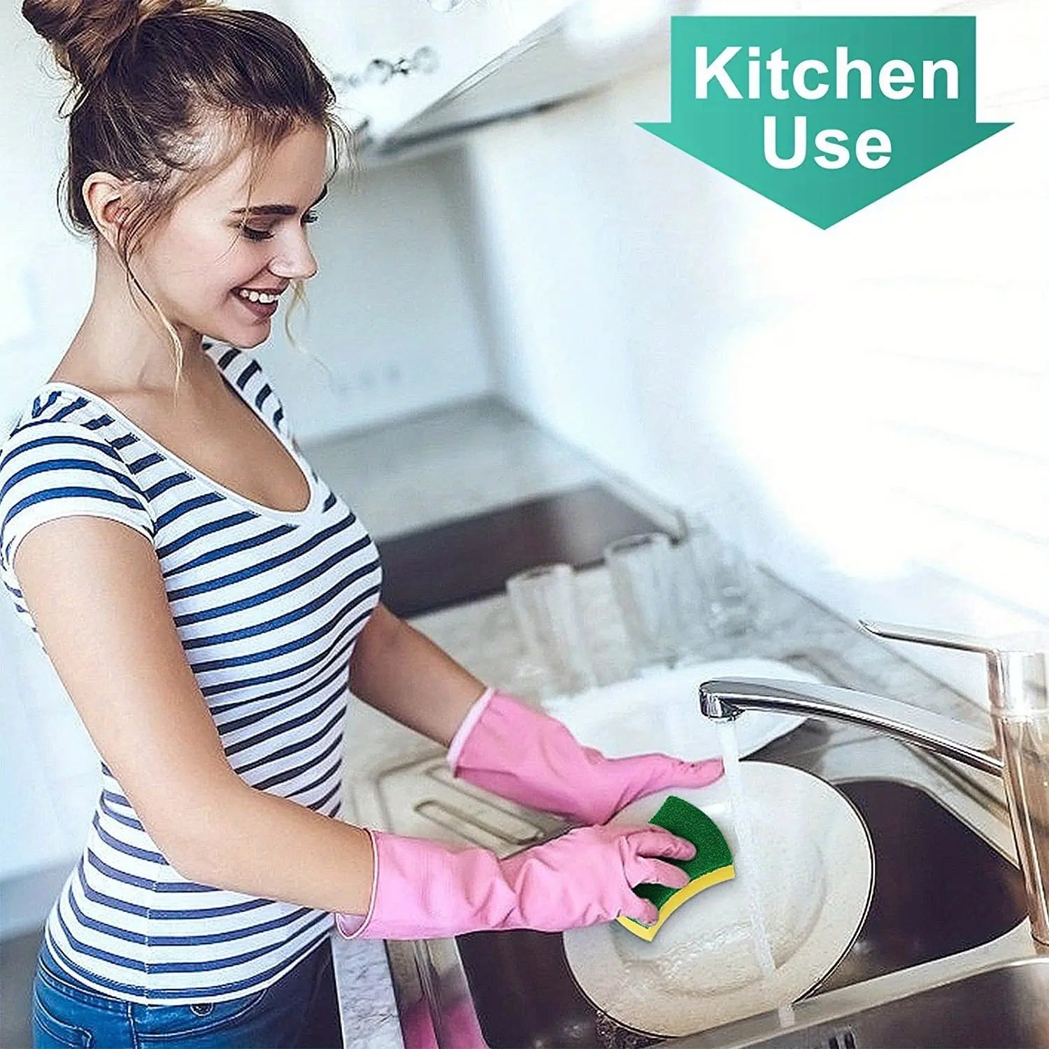 8/16/32pcs, Multifunctional Cleaning Sponge, Double-Sided Scouring Pad For Household Cleaning, Dishwashing Sponge, Premium Kitchen Sponge, Durable Non-scratch Sponge Wipe, Super Absorbent, Cleaning Supplies, Cleaning Tool Best Products Online