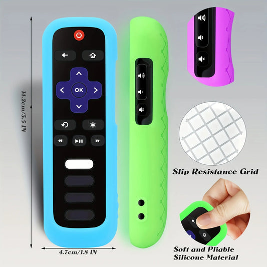 1pc Roku TV Remote Cover, Glow in the Dark Silicone Sleeve Case, Compatible with TCL Hisense Roku TV Steaming Stick 4K 4K+ Voice Remote, Universal Protective Battery Cover, 2022 Model, Uncharged, No Battery Included Best Products Online