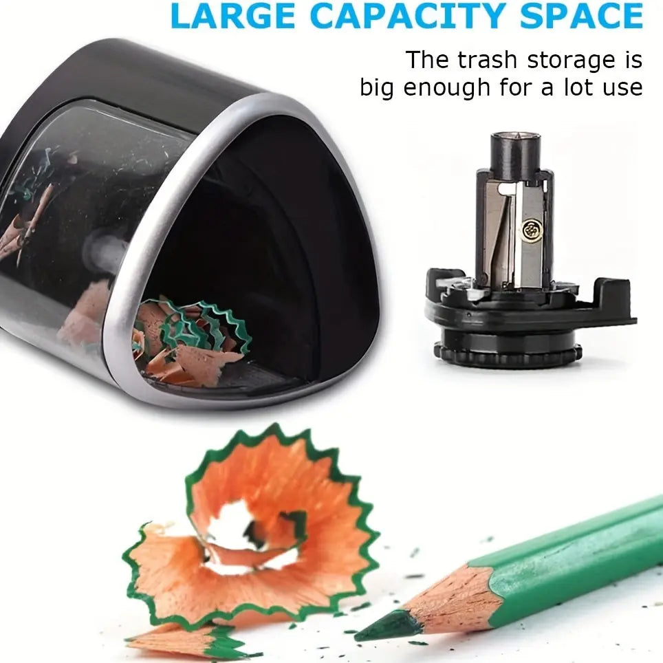 Automatic Electric Pencil Sharpener with Auto-Stop & Lead Breakage Prevention - Black Desktop Sharpener for Office & School, No Battery Needed, Compact Design, Sharpens Pencils in Seconds, Pencil Sharpener Electric, School Su Best Products Online