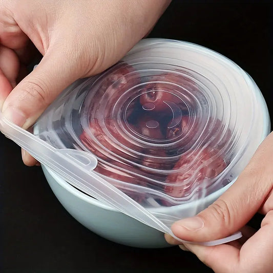 6-Pack Silicone Elastic Lids, Reusable Durable Food Storage Bowl Covers, BPA-Free, Dishwasher & Freezer Safe, Kitchen Accessories Best Products Online