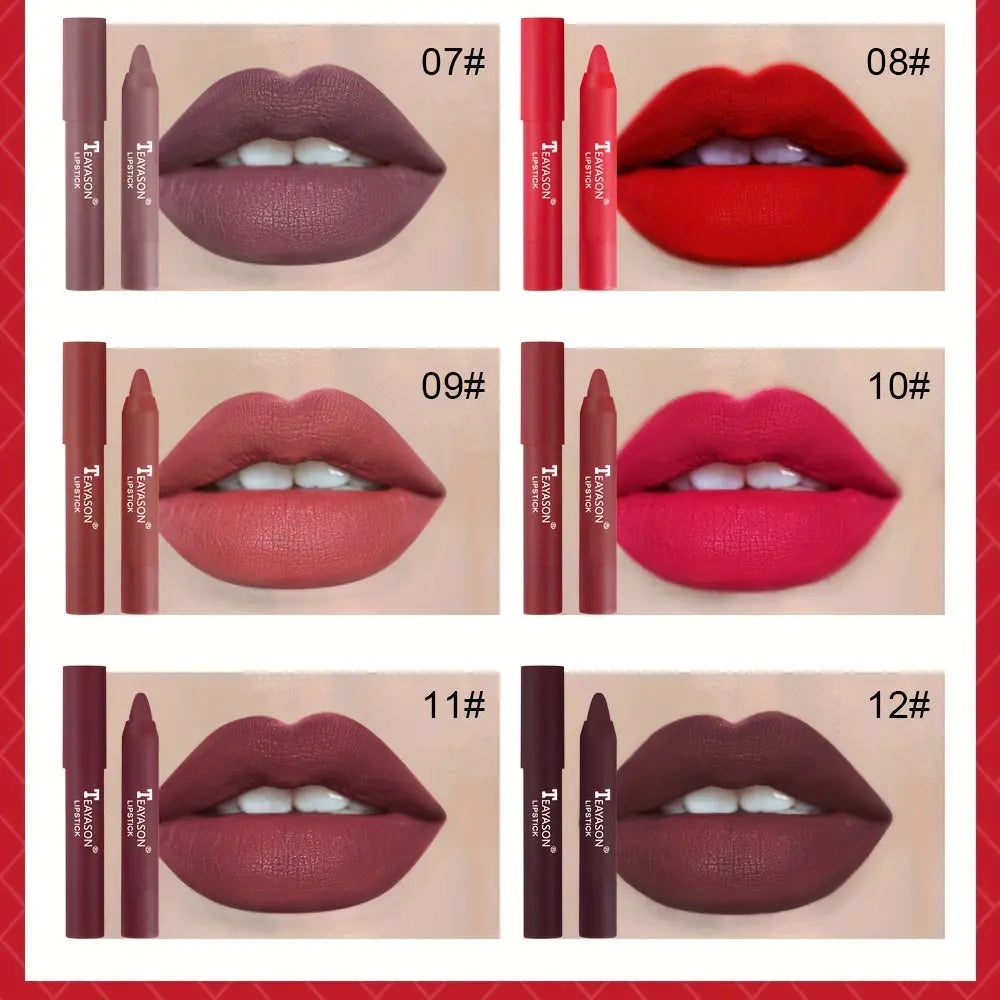 12 Colors Matte Moisturizing Lipstick Crayons - Vibrant Lipstick for Smooth, Long-Lasting, Waterproof Finish - Perfect Valentine's Day Gift for Her Best Products Online